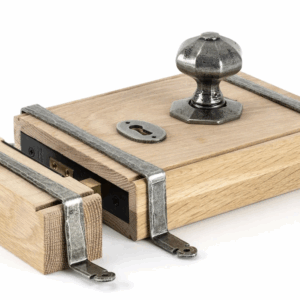 Anvil Oak Box Lock & Octagonal Knob Set Pewter 33004
