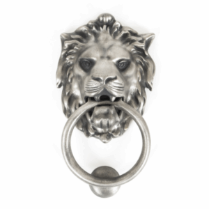 Anvil Lion Head Door Knocker Antique Pewter 33019