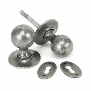Anvil Round Mortice/Rim Knob Set Pewter 33778