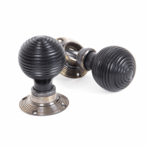Anvil Beehive Mortice/Rim Knob Set Ebony Aged Brass 83574