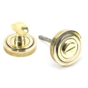 Anvil Round Bathroom Thumbturn (Art Deco) Aged Brass 45732