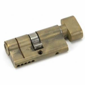 45843 Anvil 60mm Euro Profile Cylinder & Turn Aged Brass