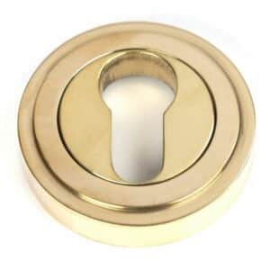 Anvil Round Euro Profile Escutcheon (Art Deco) Polished Brass 50593