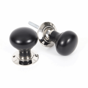 Anvil Bun Mortice/Rim Knob Furniture Ebony & Polished Nickel 83838
