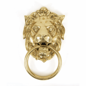 Anvil Lions Head Door Knocker Polished Brass 33020