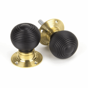 Anvil Cottage Mortice/Rim Knob Ebony & Polished Brass 91762