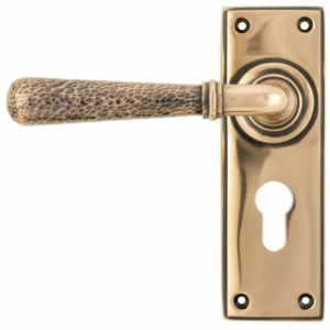 Anvil Hammered Newbury Euro Profile Lever Furniture Polished Bronze 46228