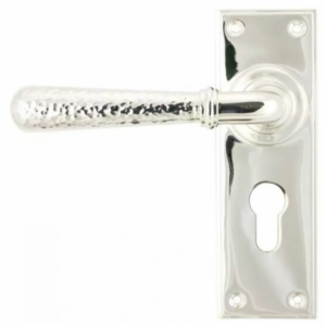 Anvil Hammered Newbury Euro Profile Lever Furniture Polished Nickel 46220