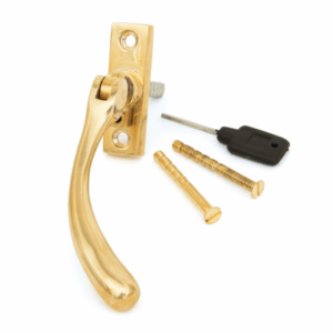 Anvil Peardrop Slim Espag Locking Window Handle Right Hand Polished Brass 33336