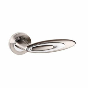 Senza Pari Elisse Door Handle On Rose Satin Nickel/Polished Chrome