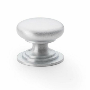Alexander & Wilks AW825-32-SC 32mm Waltz Round Cupboard Knob on Stepped Rose Satin Chrome