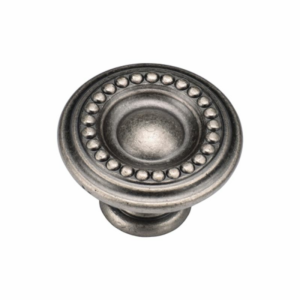 Beaded Round Knob Distressed Pewter