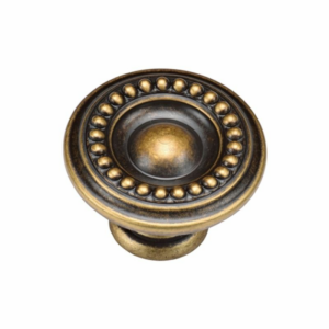 Beaded Round Knob Distressed Brass