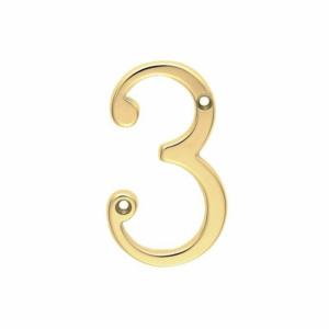 Carlisle Brass N3PVD Numeral Face Fix No. 3 PVD Polished Brass 76mm