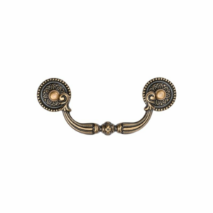 Ornate Swan Drawer Drop Pull Distressed Brass
