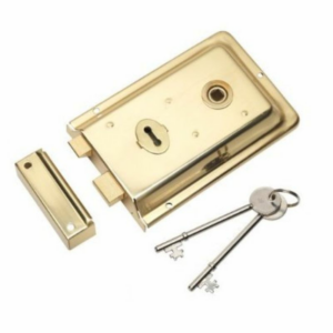 RSE8064PB 152 x 102mm Double Handed Flanged Rim Lock Polished Brass