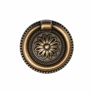 Floral Ring Pull Distressed Brass