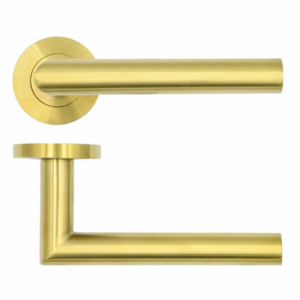 Rosso Tecnica Lugano Lever on Round Rose PVD Satin Brass