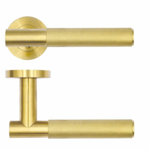 Rosso Tecnica Orta Lever on Round Rose PVD Satin Brass