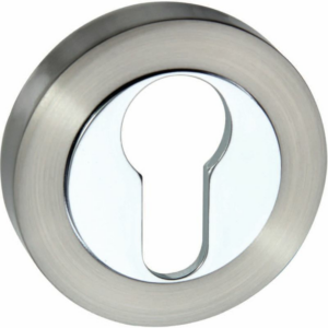 Senza Pari Euro Profile Escutcheon Round Rose Satin Nickel/Polished Chrome
