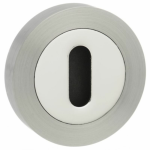 Senza Pari Key Hole Escutcheon Round Rose Satin Nickel/Polished Chrome