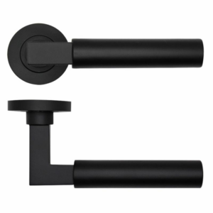 Rosso Tecnica Garda Lever on Round Rose Powder Coated Matt Black