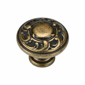 Vintage Round Knob Distressed Brass