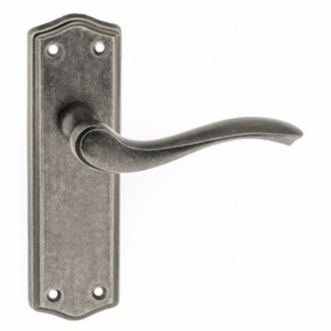 Old English Warwick Lever Latch Furniture Distressed Silver 168x50mm