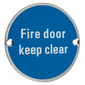ZSS11SS 76mm Fire Door Keep Clear Sign Stainless Steel