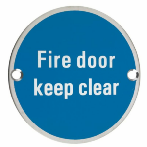 ZSS11PS 76mm Fire Door Keep Clear Sign Polished Stainless