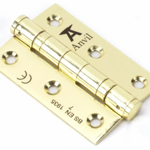 Anvil 76x50x2mm Ball Bearing Butt Hinge Polished Brass 49572