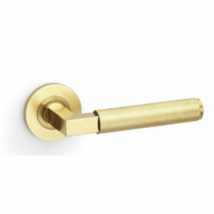 Alexander & Wilks AW200SBPVD Hurricane Knurled Lever On Rose Satin Brass PVD