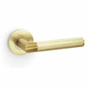 Alexander & Wilks AW210SBPVD Harrier Knurled Lever On Rose Satin Brass PVD