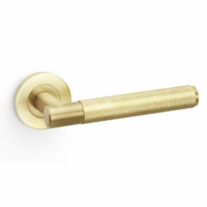 Alexander & Wilks AW220SBPVD Spitfire Knurled Lever On Rose Satin Brass PVD
