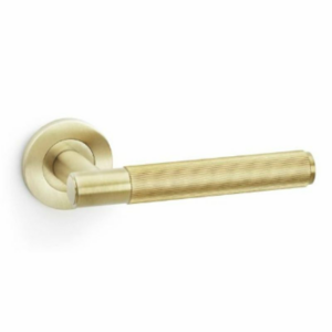 Alexander & Wilks AW222SBPVD Spitfire Lever Reeded On 50x6mm Rose Satin Brass PVD