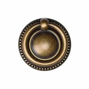 Classic Beaded Ring Pull Distressed Brass