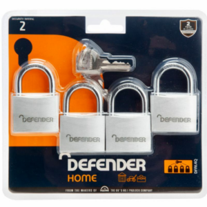 Defender DFAL4Q 4 pack aluminium padlock 40mm
