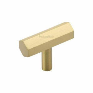 Hexagon T-Bar Cabinet Knob 41mm Satin Brass
