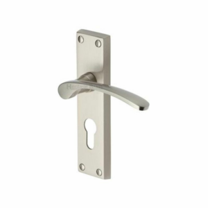 V4146 Sophia Door Handle on Euro Plate Satin Nickel