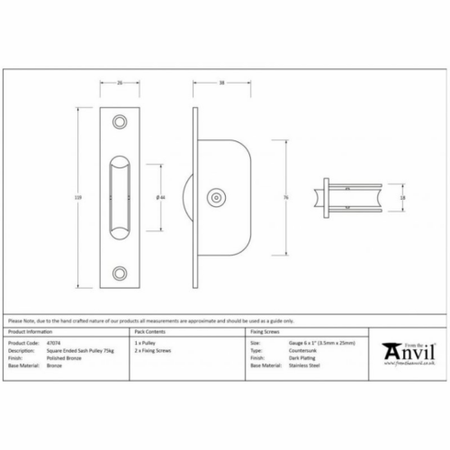 anvil-square-ended-sash-pulley-75kg-polished-nickel-495891