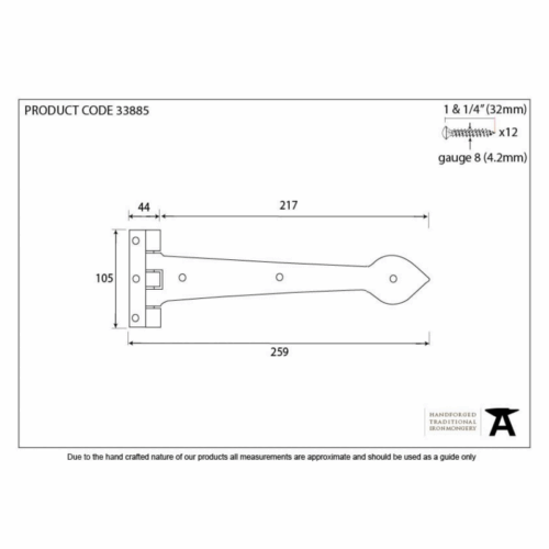 anvil-269mm-cast-tee-hinge-smooth-black-pair-836251