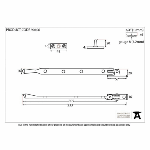 anvil-avon-305mm-casement-stay-pewter-904061