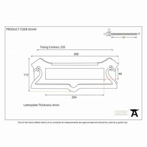 anvil-300mm-x-115mm-postal-letter-plate-polished-brass-835441