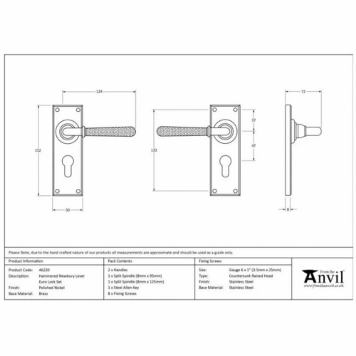 anvil-hammered-newbury-euro-profile-lever-furniture-polished-chrome-462161