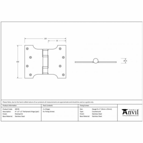 anvil-102x127x3mm-parliament-hinge-satin-stainless-steel-495671