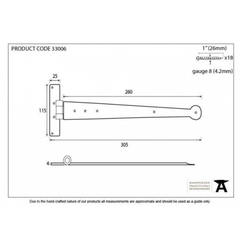 anvil-tee-hinge-pair-300mm-besswax-330061