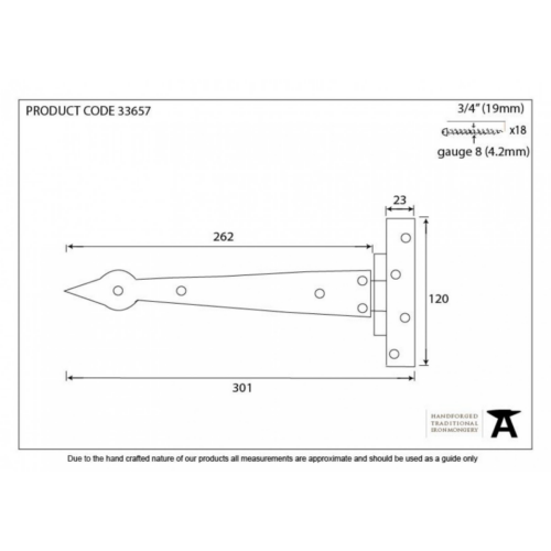 anvil-tee-hinge-arrow-head-300mm-pair-pewter-33657-1