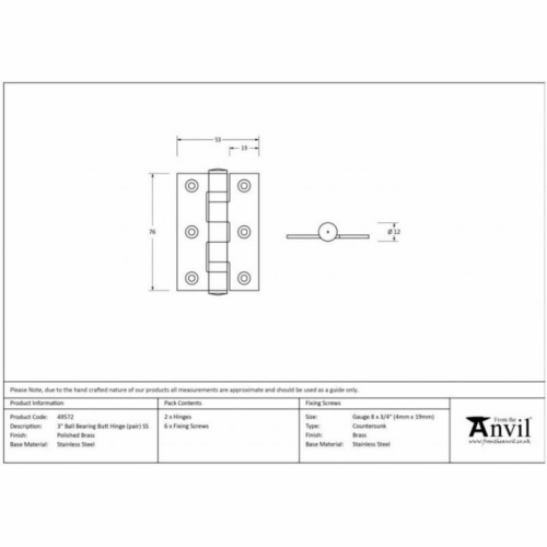 anvil-76x50x2mm-ball-bearing-butt-hinge-polished-stainless-steel-495711