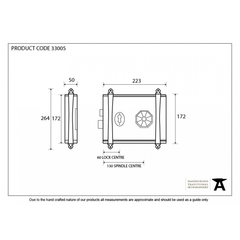 Oak Box Lock /& Octagonal Knob Set